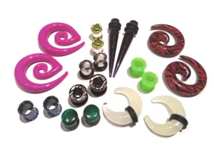 5 Pairs Plugs Tunnels Tapers Spirals Gauges 00g 0g 2g 4g 6g 8g 1/2 9/16 5/8 ear - Picture 1 of 6