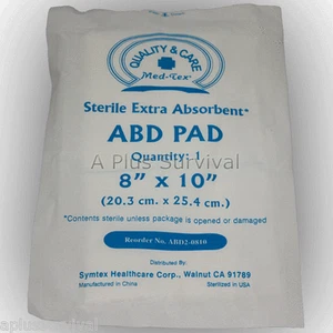 Paquete de 2 Kit de Primeros Auxilios ABD Estéril Almohadilla Abdominal 8""x10 - Imagen 1 de 1