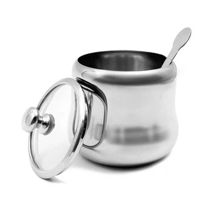 300ml Stainless Steel Sugar Bowl with Lid and Spoon 10 OZ Coffee Seasoning Ja... - Picture 1 of 7