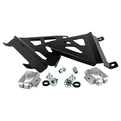 Works Connection Factory Edition Aluminum Radiator Braces Black For Kawasaki - Image 1 of 2