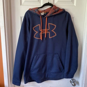 Under Armour Hoodie Herren Gr. Large Navy & Orange Pullover Tasche Loose Storm - Bild 1 von 12