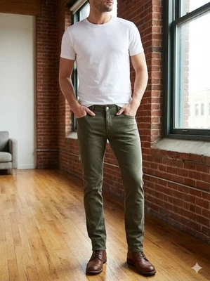 DL1961 Jeans Mens 32x34 Green Russell Slim Straight Coastal Marsh Stretch Preppy - Image 1 of 4