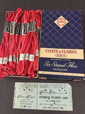 VTG Coats  & Clark's 6-Strand Embroidery Floss Shaded Reds Box of 24  NOS - Image 1 of 4