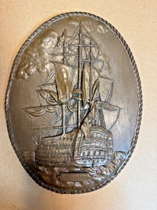 Oval Plaque Vintage Scirocco? tall ship Victory Decorative Plaque Relief - Picture 1 of 5