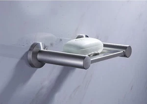 Stainless Steel 304 Soap Dish Bathroom Bath Holder Brushed Nickel Wall Hanger D4 - Picture 1 of 5