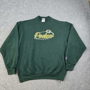Vintage Green Bay Packers Sweatshirt Mens XL Green Pro Player Embroidery 90s - Picture 1 of 14