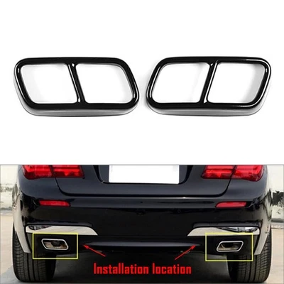 Black Tail Muffler Exhaust Pipe Output Cover Trim For BMW F01 7 Series 2009-2014 Foto 1 de 4