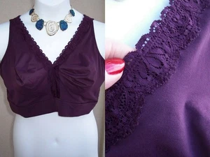 Cabernet Intimates samtig WEICH BH Übergröße 3x Aubergine lila ohne Bügel Spitze  - Bild 1 von 7