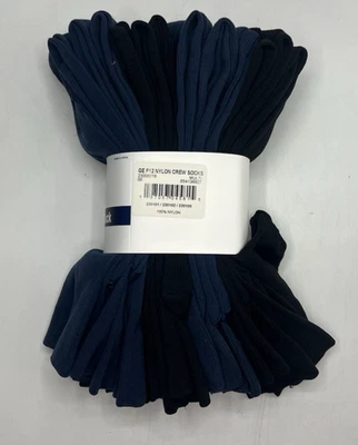 Men's Shoe Size 6-12 Crew Socks Soft 100% Nylon Thin 12-Pairs Dress Socks Black - Image 1 of 4