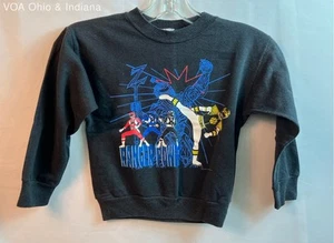 Vintage 1995 Power Rangers Black Multicolor Long-Sleeve Shirt - Read For Size - Picture 1 of 11