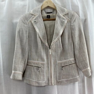 White House Black Market Blazer Gr. 00 Tweed Champagner Ecru Karriere Sakko - Bild 1 von 10