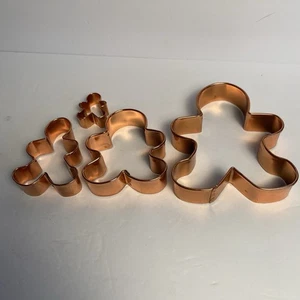 Lot Of 4 Vintage Copper Cookie Cutters Gingerbread Men Assorted Sizes Christmas - Picture 1 of 13