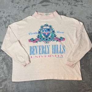 Vintage Beverly Hills University Sweatshirt (Unisex, One Size) 1991 Striped Crop - Picture 1 of 9