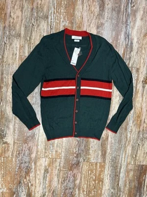 Mens Urban Outfitters Colorblock Cardigan New With Tags Size Medium Green Red - Image 1 of 4