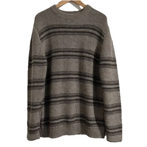 Pendleton Men's Sweater Highland Wool Alpaca Crew Neck Size Large Gray Stripe - Picture 1 of 11