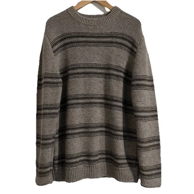 Pendleton Men's Sweater Highland Wool Alpaca Crew Neck Size Large Gray Stripe - Image 1 of 4