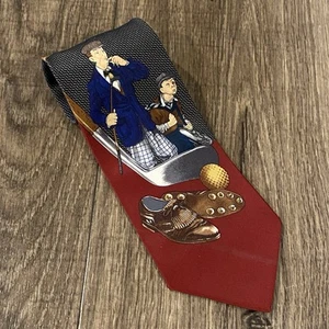 Vintage Norman Rockwell Golf Necktie Saturday Evening Post Polyester Fun Tie - Picture 1 of 5