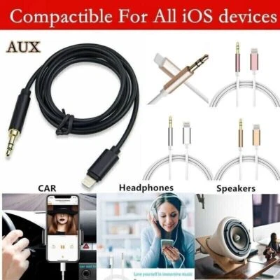 3.5mm Jack AUX Adapter Cable to Car Audio For iPhone X 11 12 13 14 15 iOS USB-C - Image 1 of 4