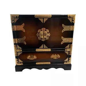 Joyero coreano estilo tansu madera burl cofre - Imagen 1 de 10