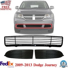 Front Bumper Grill & Pair of Fog Light Covers For 2009-2013 Dodge Journey