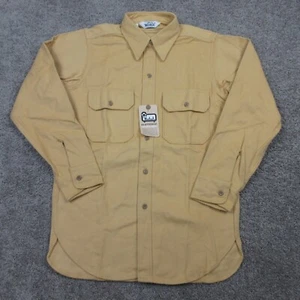 Vintage Woolrich Shirt Mens Medium Yellow Flannel Chamois Collared Outdoors NWT - Picture 1 of 11
