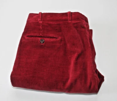 Cranberry Red Wide Wale Corduroy Pants 39 Holiday Preppy Ivy League Jarmar - Image 1 of 4