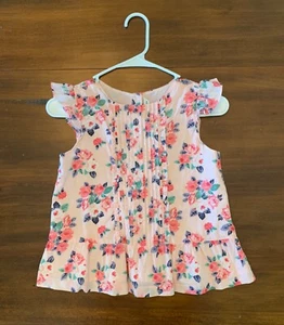 Janie and Jack Girls Size 10 / Floral Flutter Sleeve Top, Petal Pink Flor - Picture 1 of 4