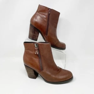Marc Fisher Womens Brown Leather Side Zip Heel Bootie Size 7.5 (See Description) - Picture 1 of 9