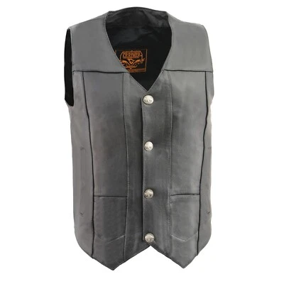 Milwaukee Leather LKM3700 Men's Plain Side Leather Vest with Buffalo Snaps - Image 1 of 4