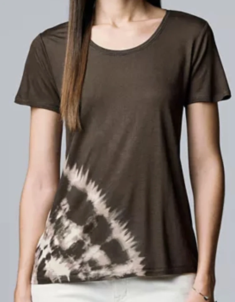 Camisa Top SIMPLY VERA WANG Marrón Tinte Espiral - Grande / L - Nueva Foto 1 de 1