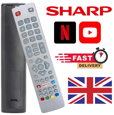 Sharp Aquos Smart TV Remote Control Replacement Netflix YouTube SHW/RMC/0115 UK - Image 1 of 4