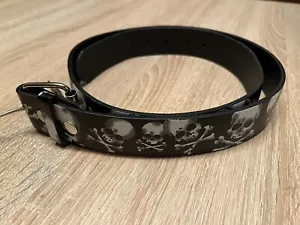 Ledergürtel Mit Totenköpfen Skulls Schwarz Größe L Punk - Bild 1 von 3