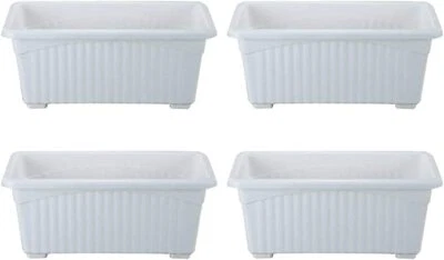 Window Planter Pots for Home & Balcony 32cm L and 16cm W Pack of 4 Set 1 - White - Image 1 of 4