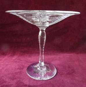 Vintage Pairpoint Clear Glass Compote with Engraved Richmond Floral Pattern - Picture 1 of 5