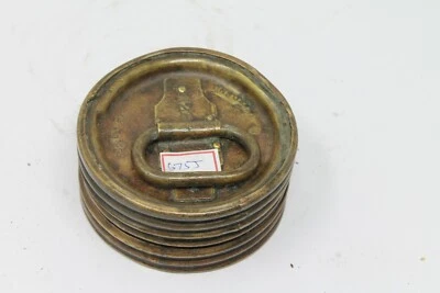 Antigua caja redonda marca única tapa inclinada fina bronce original NH6755 Foto 1 de 4