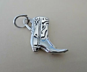 3D 16x15mm Elegantes Botas de Vaquero Occidentales Plata Esterlina Dije - Imagen 1 de 3