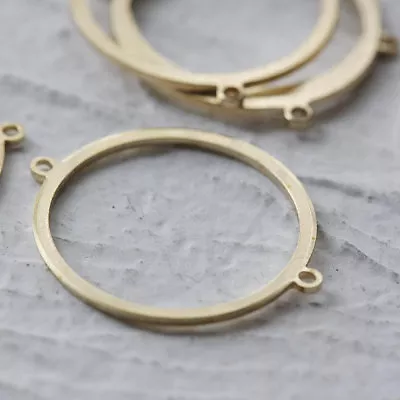 10 Pieces Raw Brass Ring With 2 Holes - Link 23.8x20mm (CW-3918C-D-493) - Image 1 of 2