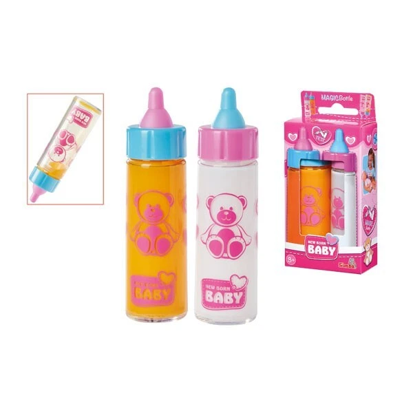 SIMBA New Born Baby Magische Flasche 2 er Set Puppenflasche Saftflasche Milchflasche