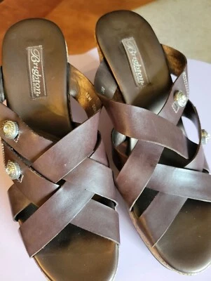 Cuñas de cuero marrón estrás BRIGHTON TALLA 10M Foto 1 de 4