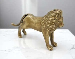 Antique Brass Lion Figurine Original Old Hand Crafted - Picture 1 of 7