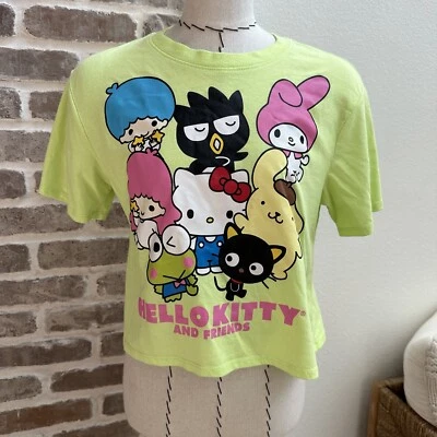 Hello Kitty & Friends T-Shirt Womens SMALL Crop Anime Short Sleeve Lime Green - Image 1 of 4