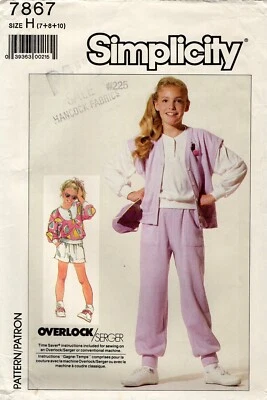Simplicity 7867 Knit Top w Inset, Vest, Shorts & Pants w Ankle Ribbing Sz 7-10 - Image 1 of 4