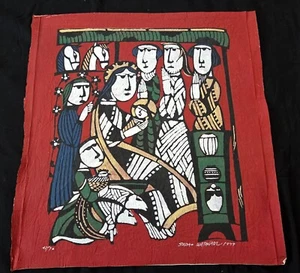 Stampa stencil biblica giapponese '77 a colori 45/70 Natività di Sadao Watanabe (CaN) - Foto 1 di 7