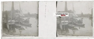 Barche Francia, Piastra In Vetro Stereo, Positivo Nero E Bianco 4,5x10,7 Cm - Foto 1 di 2