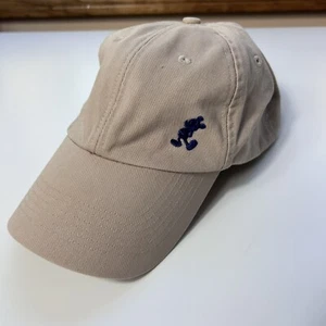 Walt Disney World Beige Baseball Cap Hat Embroidered Blue Mickey Adjustable - Picture 1 of 9