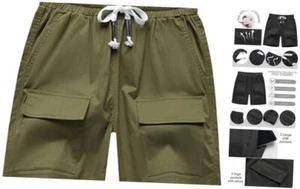 Women's Casual Shorts Elastic Waist Soft Comfy Lightweight Medium Army Green - Picture 1 of 7