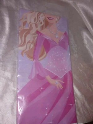HALLMARK PARTY EXPRESS BARBIE PRINCESS PLASTIC TABLECOVER 54" x 102" PINK/PURPLE - Image 1 of 3