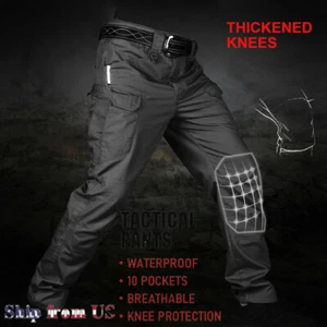Mens Tactical Cargo Trousers Waterproof Hiking Military Combat Outdoor Pants - Picture 1 of 34