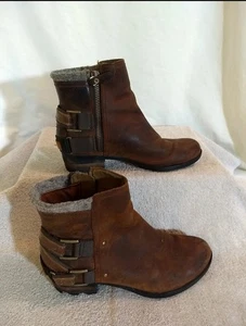 Sorel Womens Lolla Brown Leather Zip Ankle Boots, Size: 8.5  #MT38+12 - Picture 1 of 8