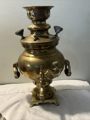 Antiguo Samovar ruso Pre-Revolución principios del siglo XX 1909 latón Foto 1 de 4